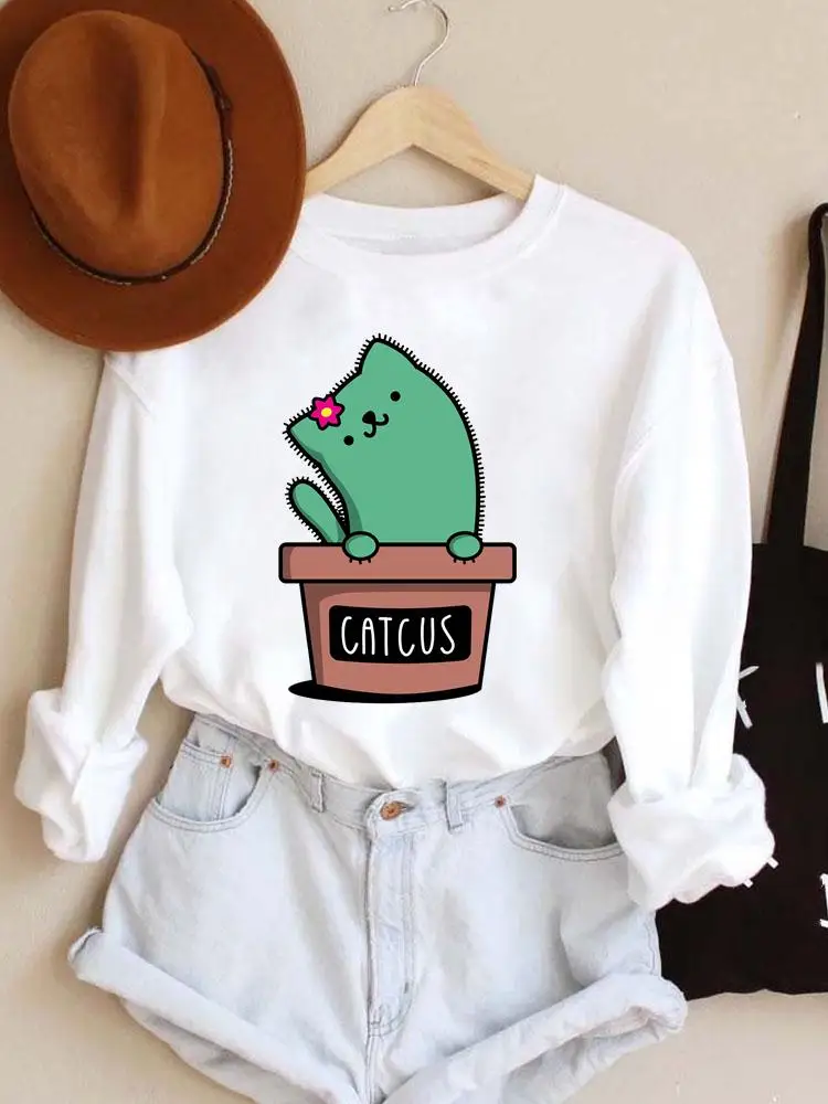 Ladies Spring Autumn Winter Female Hoodies Graphic Sweatshirts Women Clothing Cactus 90s Style New  Pullovers Casual