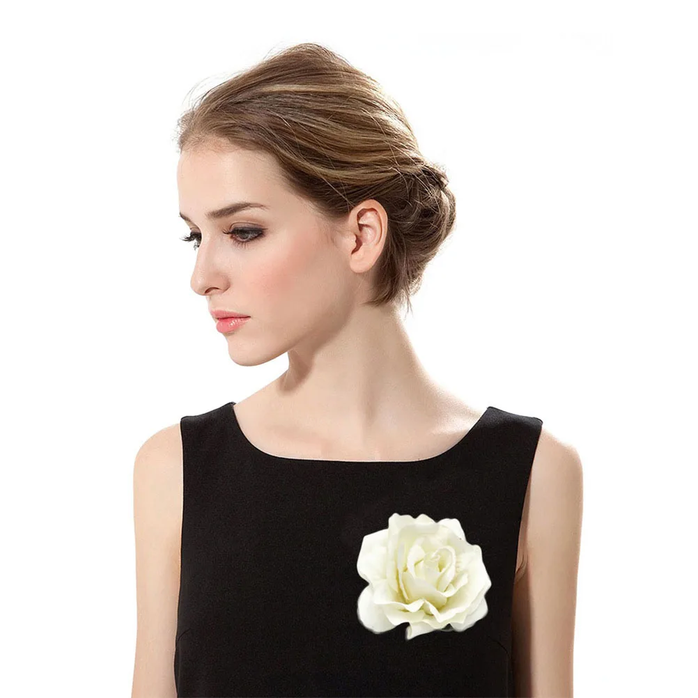 

5 PCS Big Rose Brooch Wedding Flowers for Bride Artificial Brooches Corsage Hair Clip Headpiece Women Dress Purple Dresses
