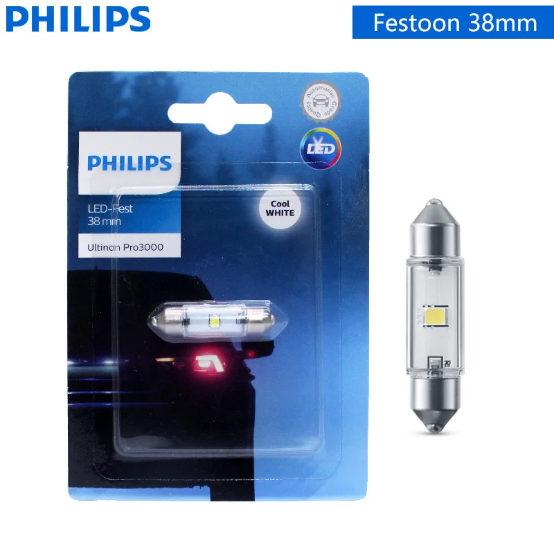 Philips LED C5W 30mm 38mm 43mm Festoen Fest Light Ultinon Pro3000 6000K Koel Wit Auto Plaat Zijkant Interieur Lezen Deur Lamp 1x