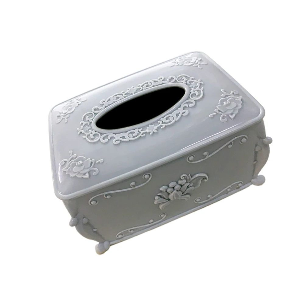 Sturdy Plastic Tissue Box Floral Decorated Square Napkin Storage Container For Home Office Hotel Restaurant Use Strong
