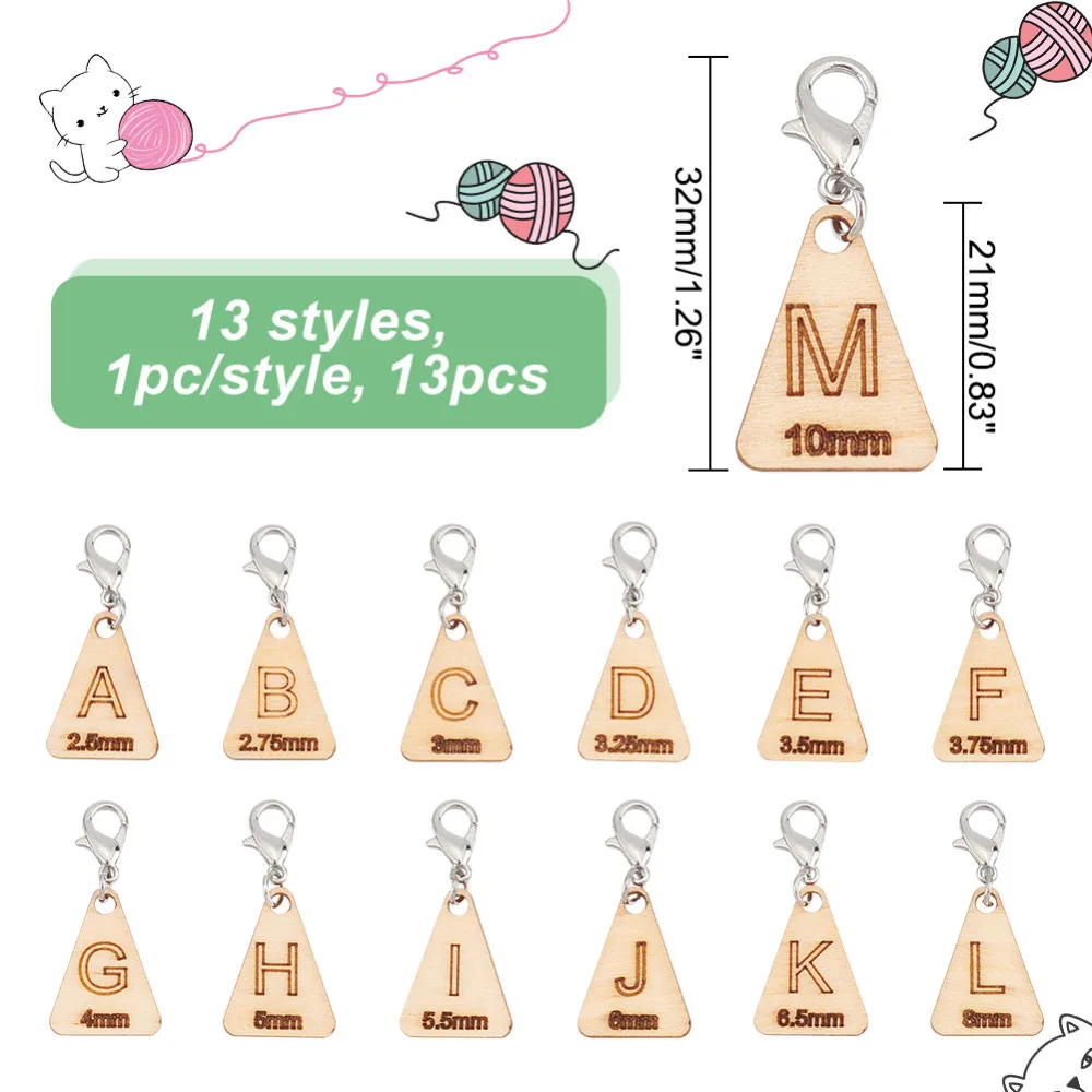 12 Stuks 12 Stijlen Houten Rechthoek Stitch Markers Houten Letters Haaksteek Marker Vergrendeling Stitch Marker Met Karabijn