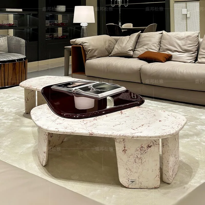 Light luxury special-shaped combination coffee table living room home large flat layer Bentley senior sense designer marble