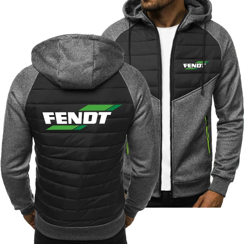 Fendt tractor logo printed team uniform workwear long sleeved jacket men's casual zipper hooded jacket European sizes