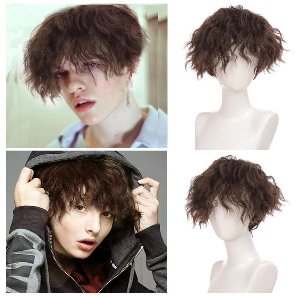 Men\'s Wigs Short Straight Mens Black Wig Cosplay Costume Heat Resistant Fiber Hair Synthetic Wigs For Men Male