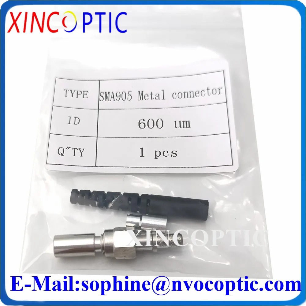 100Pcs SMA905 600um Round Type Hegxon Metal Ferrule Fiber Optic Connector Adaptor/Adapter with Metal Boot/Plastic Cap