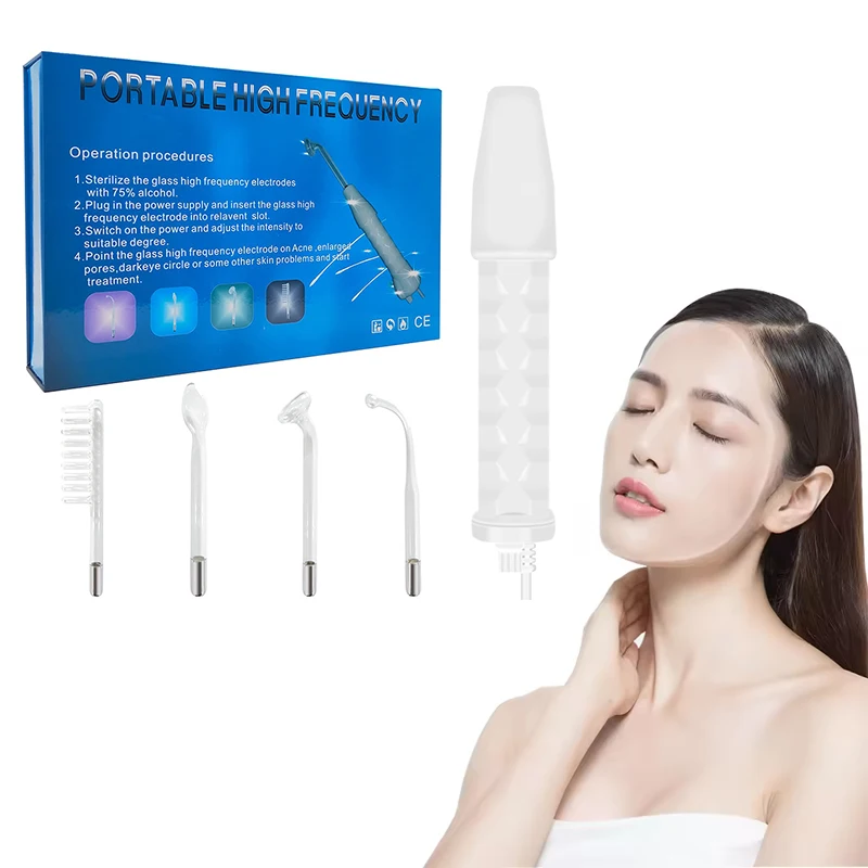 Ringiovanitore della pelle ad alta frequenza Bacchetta per terapia facciale ad alta frequenza portatile portatile 4 in 1
