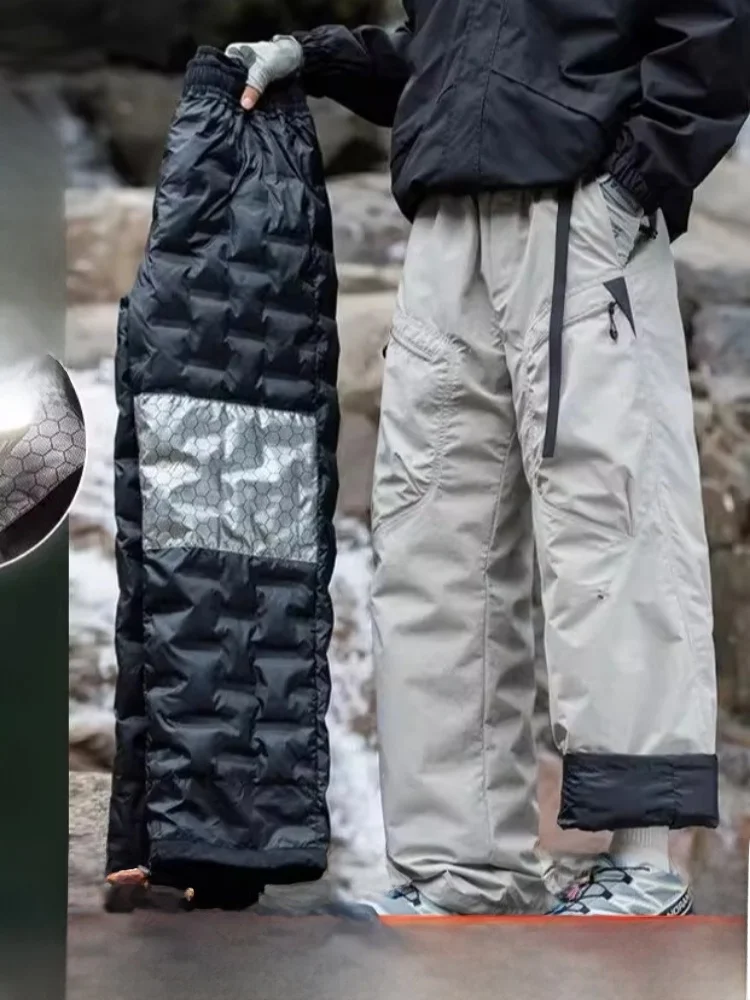 

Брюки-пуховики с подогревом, молодежные повседневные длинные брюки, теплые водонепроницаемые брюки для скалолазания на открытом воздухе, внутренняя часть