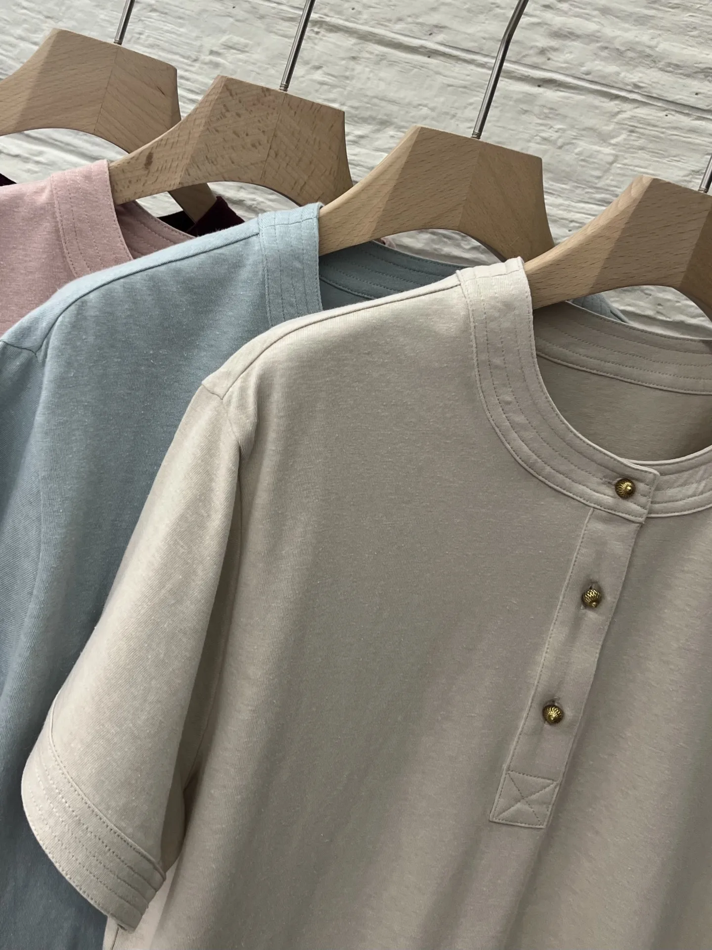 

New Spring/Summer High-Quality Fashionable Linen Cotton Crew Neck Short-Sleeve T-Shirt for Women
