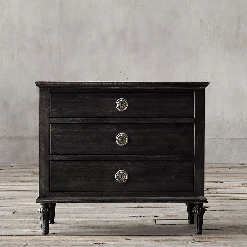 

Modern oak grey three-drawer bedside bedside table eco-friendly bedroom apartment storage cabinet