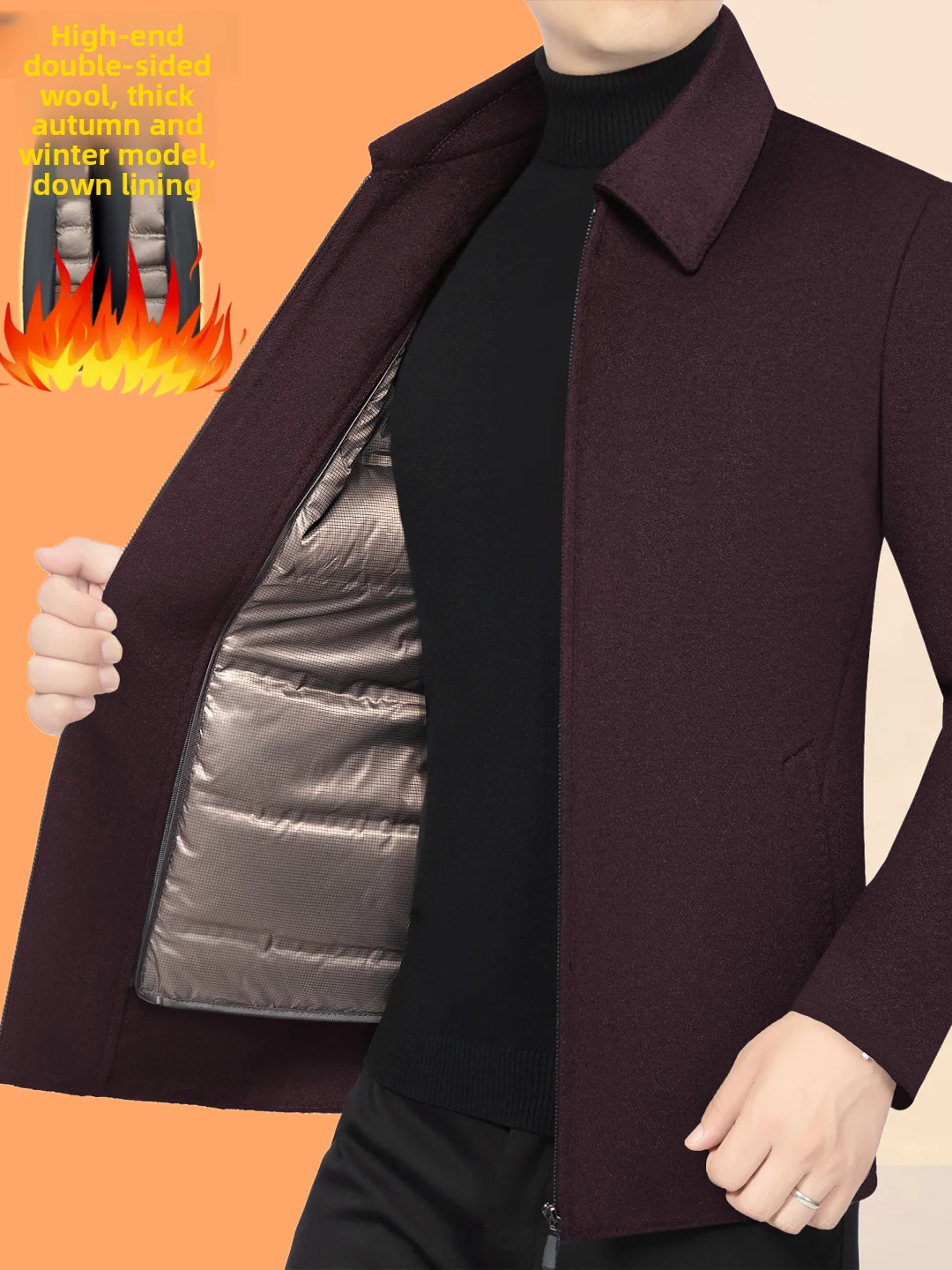 

Men's down Jacket Thickened Duck down Removable Inner Woolen Cloth Winter New Style Zhumobird Coat Youth Casual Outdoor Sport