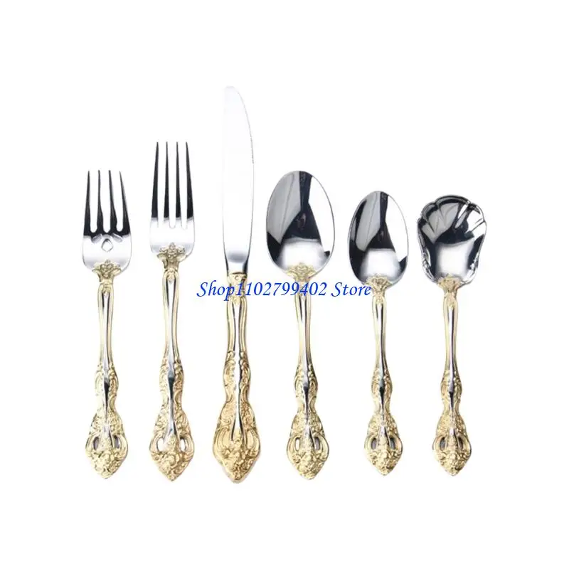547F Stainless Steel Flatware Cutlery Set Included Knive Spoon and Fork,Kitchen Utensils Set for Home Restaurant 5Pcs Silverware