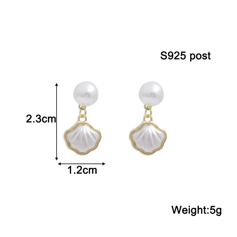 Shell Shape Pendants Women's Dangle Earrings Imitation Pearl Beads Top Elegant Small Earrings for Girls 2026 New Trendy Jewelry