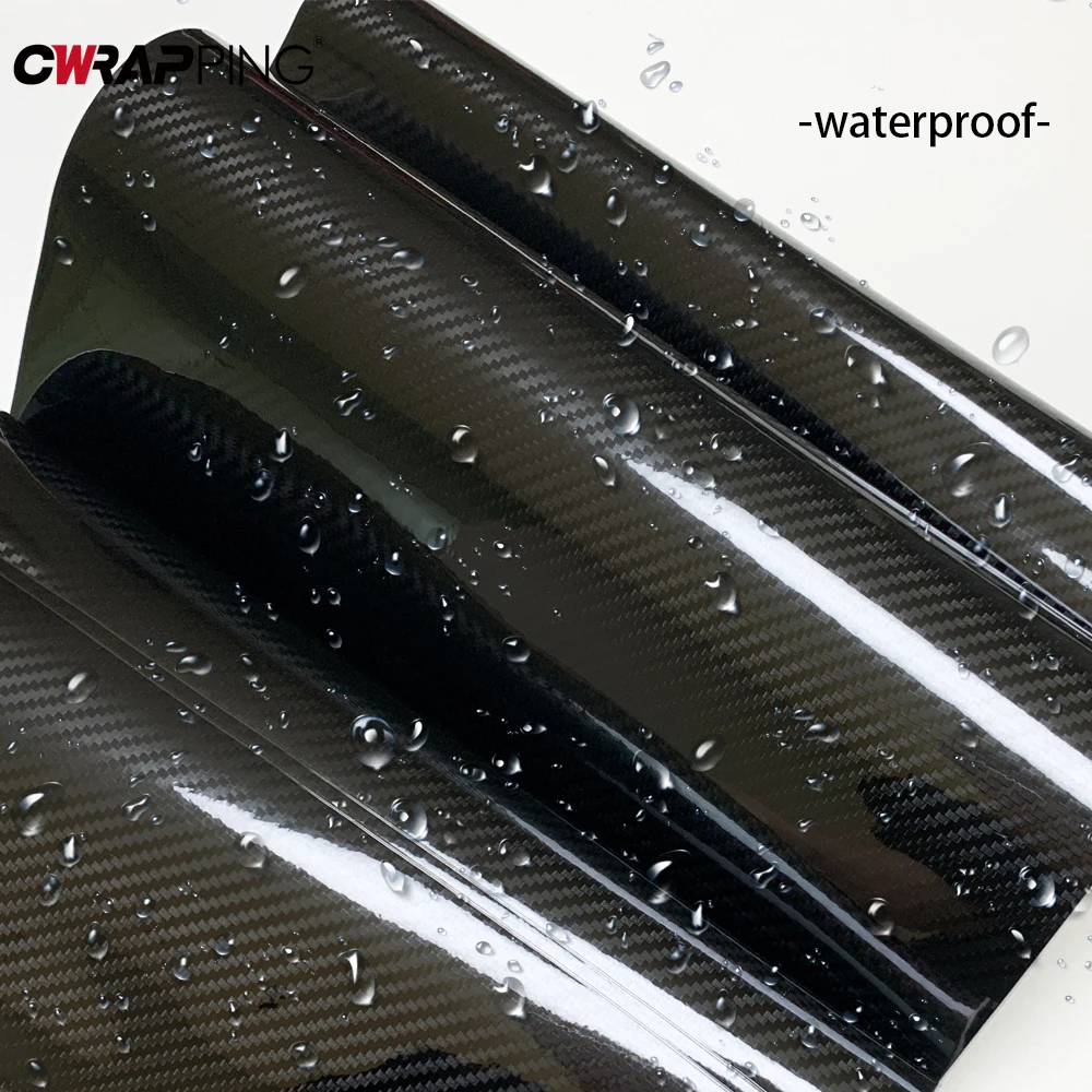 5D Glossy Carbon Fibre Vinyl Wrap Car Stickers Motorcycle Stickers Waterproof No Bubbles for Door Mirrors Pillars Car Interior