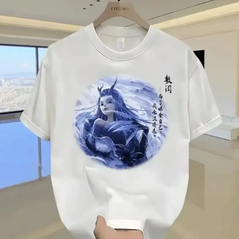

Fashion Women T-shirt Nezha: The Devil Child Fights in The Sea Print Short Sleeved T Shirt Harajuku Casual O-Neck Unisex Clothes