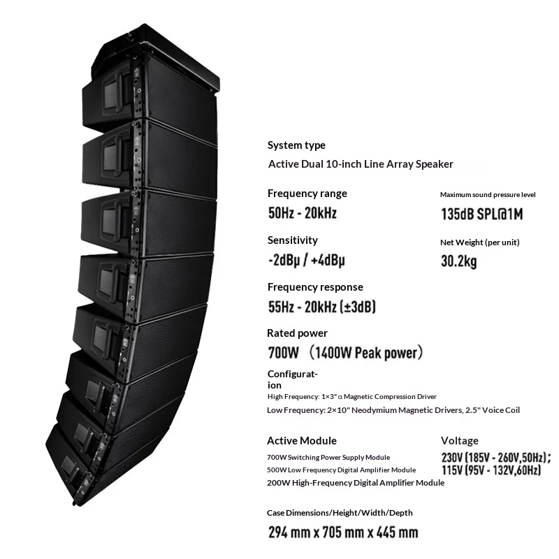 Professional Active Linear Array Neodymium Wood Shell Double 10 Inch Speaker for Stage Bar Banquet Hall Use