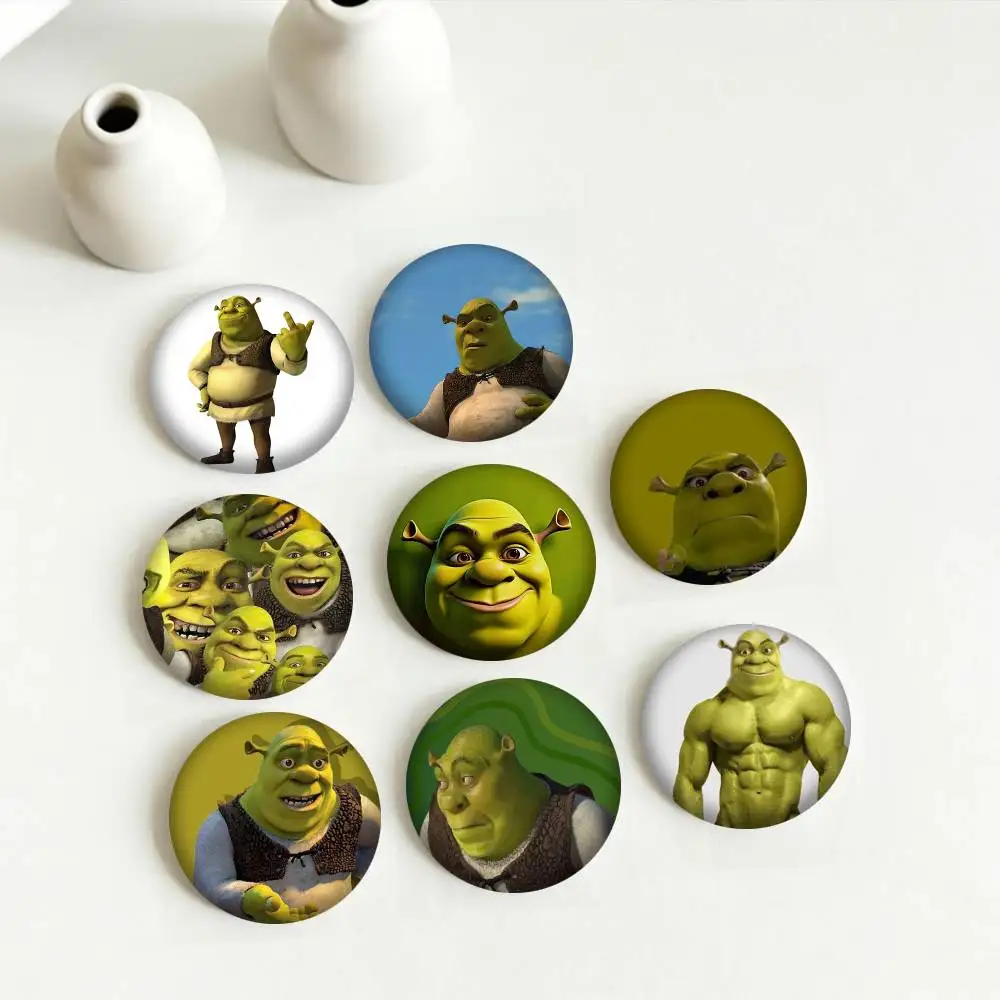C-Cute Cartoon S-ShrekS 25 32 44 58 75mm Badges Personalized Round Brooches Pins Accessory Gift