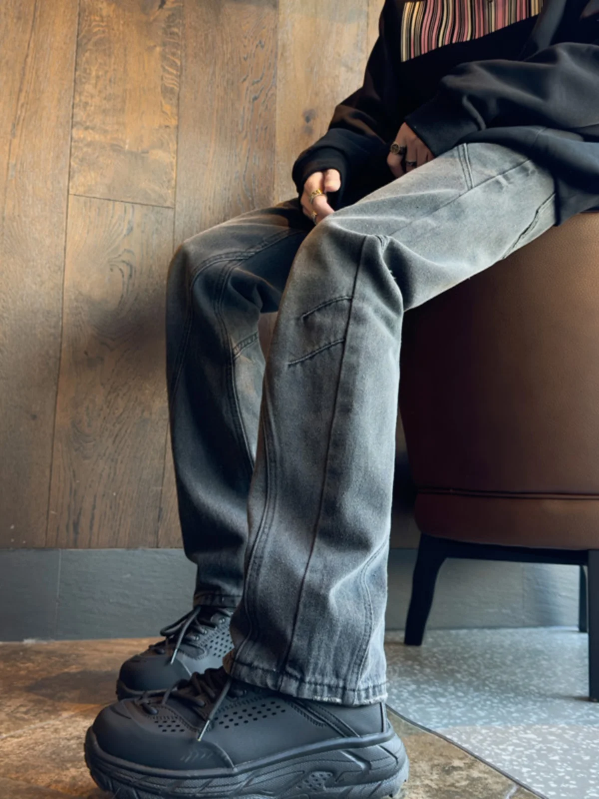 

Cleanfit Men's Straight Leg Jeans Autumn Winter High Waist Zipper Fly Faionable Workwear Trousers Long Wearing Resistance