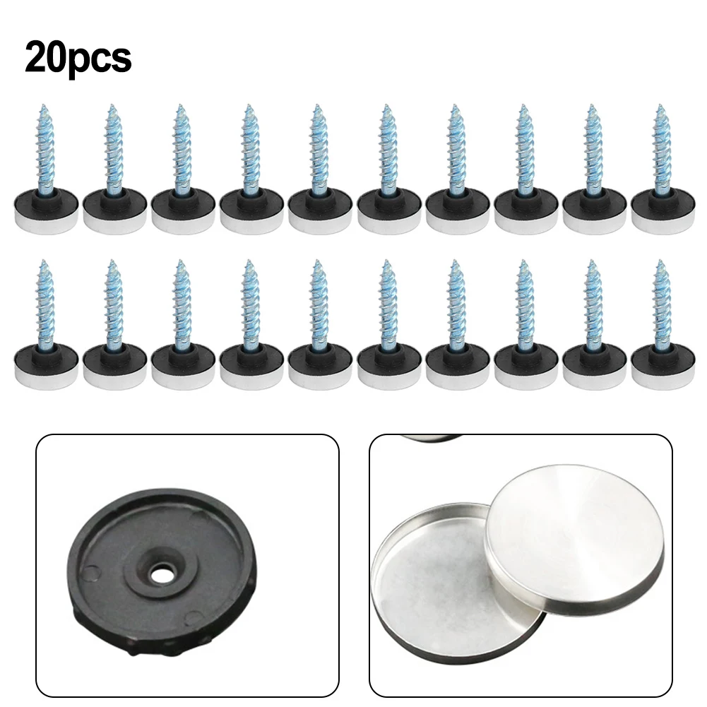 20pc Mirror Screw Set Strong Stainless Steel with Chrome Versatile Application for Mirrors Furniture Bathroom Panels and More