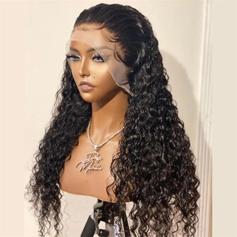 Black Long Curly Lace Front Wigs for Black Women Loose Deep Wave Synthetic Wig with Baby Hair Heat Resistant Fiber Glueless