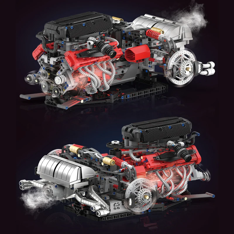 Em estoque 96211 moc técnico elétrico enzo v12 blocos de construção tijolos modelo montagem brinquedos para meninos conjuntos presente natal