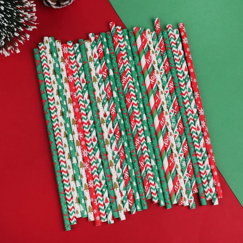 100/50 قطعة عيد الميلاد ورق للاستعمال مرة واحدة القش عيد الميلاد عصير القهوة شرب القش حفلة عيد الميلاد الديكور للمنزل 2026 السنة الجديدة #4
