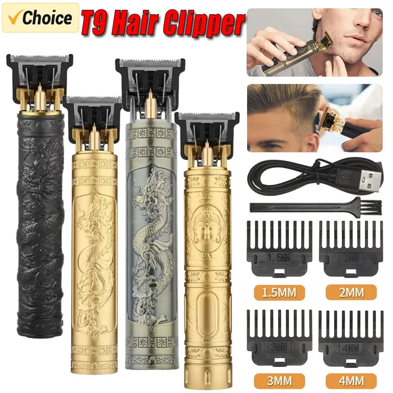 2024 New Vintage T9 Hair Cutting Machine Men's Electric Shaver Rechargeable Hair Trimmer Beard Clipper Barber Hair Cut Hot Sale