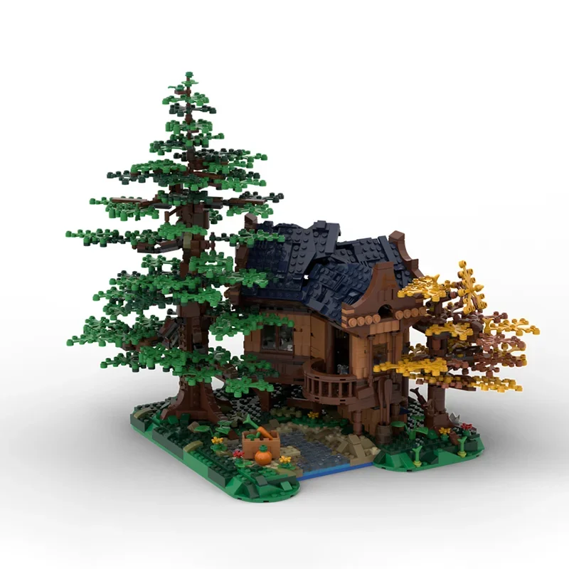 نموذج قلعة القرون الوسطى Moc قوالب بناء بيت الشجرة حزمة الغابات التكنولوجيا وحدات كتل هدايا عيد الميلاد اللعب لتقوم بها بنفسك الجمعية
