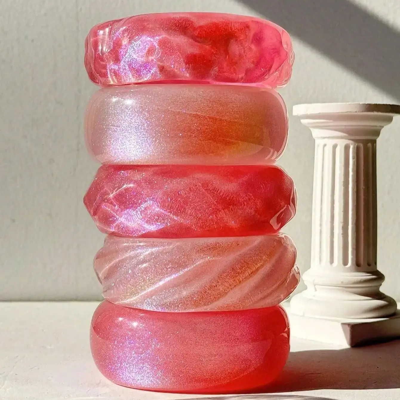 Pink Rose-Colored Sparkling Fine Glitter Bracelet Minimalist Spring/Summer Women's Jewelry Dopamine-Style Statement Accessories