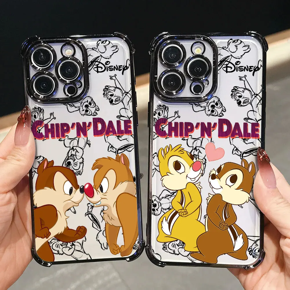 

Cartoon Chip & Dale Luxury Shockproof Case For iPhone 17E 17 16 Pro 15 14 13 12 11 Pro Max 17 Air 16 E Plus Silicone Phone Cover