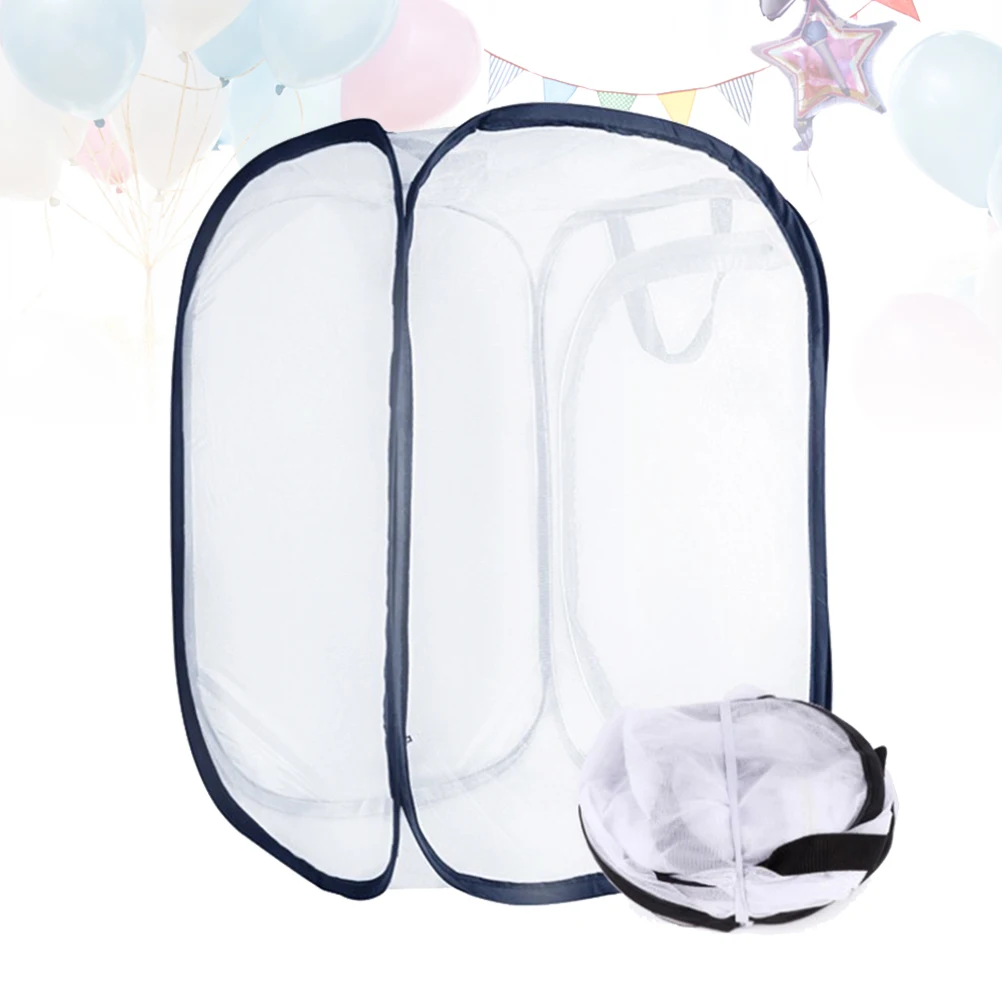 

White Foldable 30x30cm Insect Cage Portable Outdoor Habitat Nature Exploration Bug House Zipper Random Color Habitat