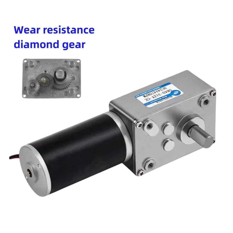 5840 31ZY 12/24V Reduction Motor 7rpm-470rpm 70kg/cm Large Torque High Power Worm Gear DC Motor Rotating Table Door Self-lock