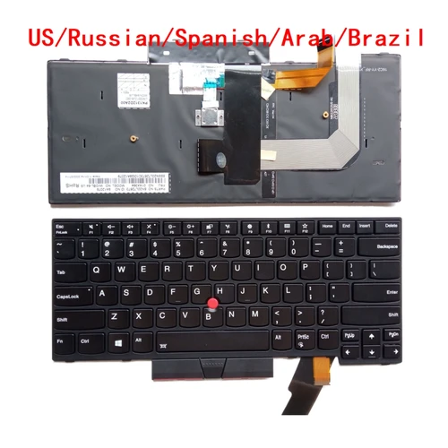 Nuevo teclado retroiluminado para ordenador portátil de EE. UU., ruso, español, árabe, Brasil, para Lenovo Thinkpad T470 T480 A475 A485 01AX405