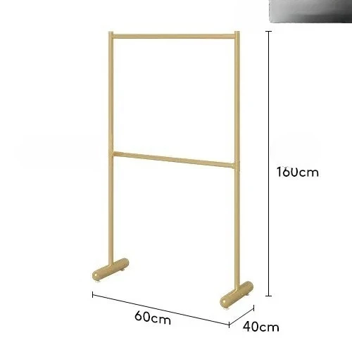Factory Direct 2026 Clothing store hanger double-layer bold floor middle island rack women's clothing store gold wrought iron li