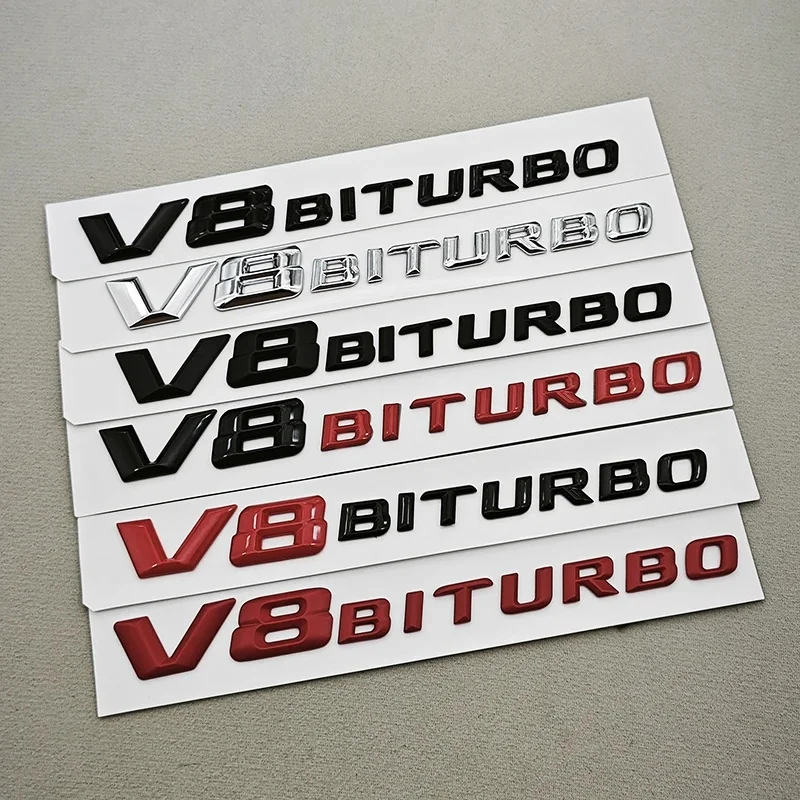 ABS Chrome Black Logo V8 BITURBO Emblem Car Fender Side Badge for Mercedes C63 E63 G63 GLC GLE GLS 63 G Class Accessories