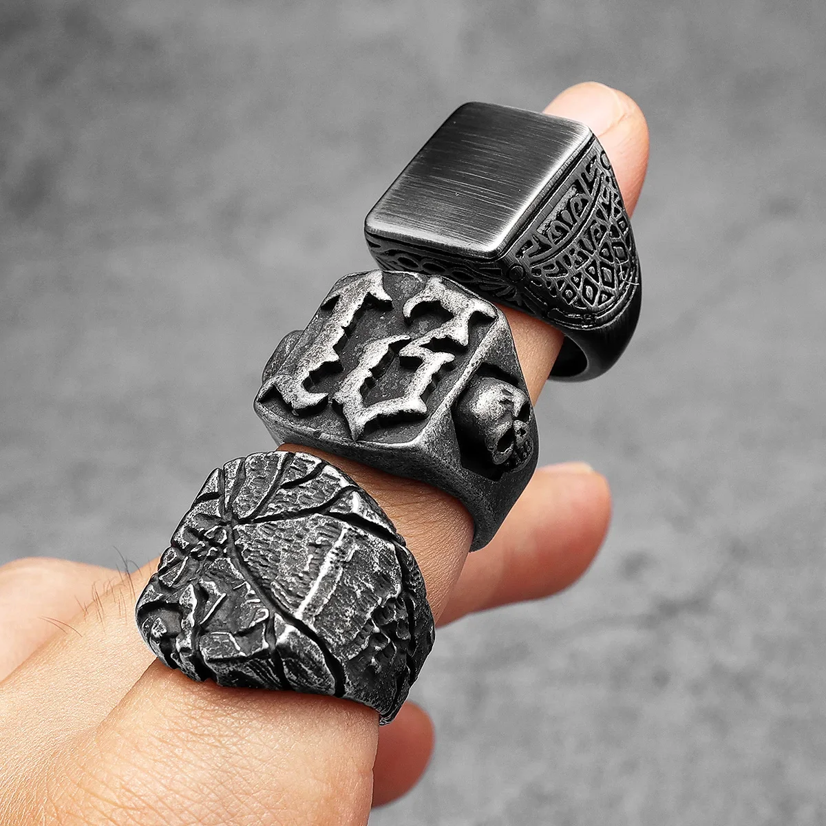 Retro Geometry Texture Men Rings Stainless Steel Women Fashion Jewelry Punk Trendy Luxury New In Accessories Gift Wholesale view 6
