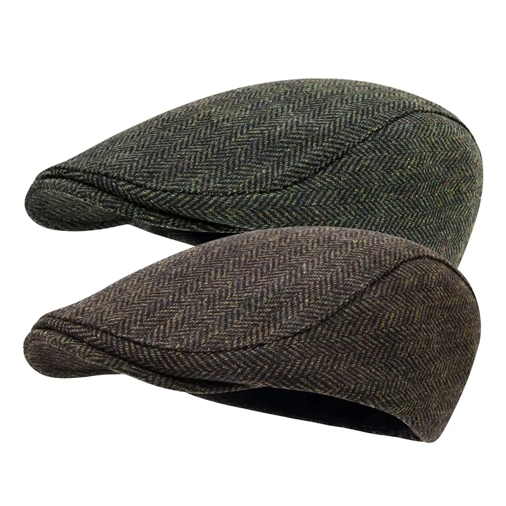 

Комплект из 2 шапок-газетчиков для мужчин, шерстяная смесовая ткань, кепка-флэт для вождения