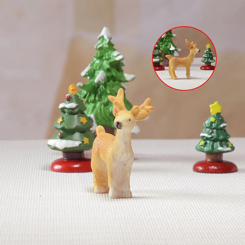 

4Pcs Christmas Elk Resin Ornaments Miniature Home Decoration Desktop Crafts for Living Room Party Decoration Christmas Ornaments