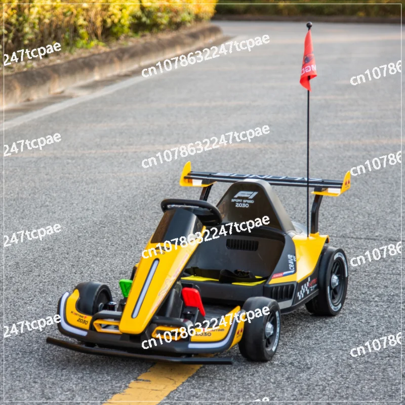 New kart children\'s electric car four-wheel drift car remote control men, women and children charging toy car can seat people