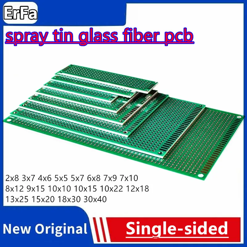 

2x8 3x7 5x7 6x8 7x9 9x15 10x15 10x22 12x18 13x25 15x20 18x30 Single-sided spray tin glass fiber Universal Printed Circuit PCB