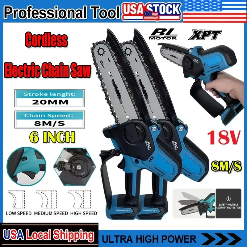 

Fit Makita 18V Cordless Chainsaw for Woodworking with Small Handheld Electric 6-inch Logging Sawzall Mini Portable Chainsaw