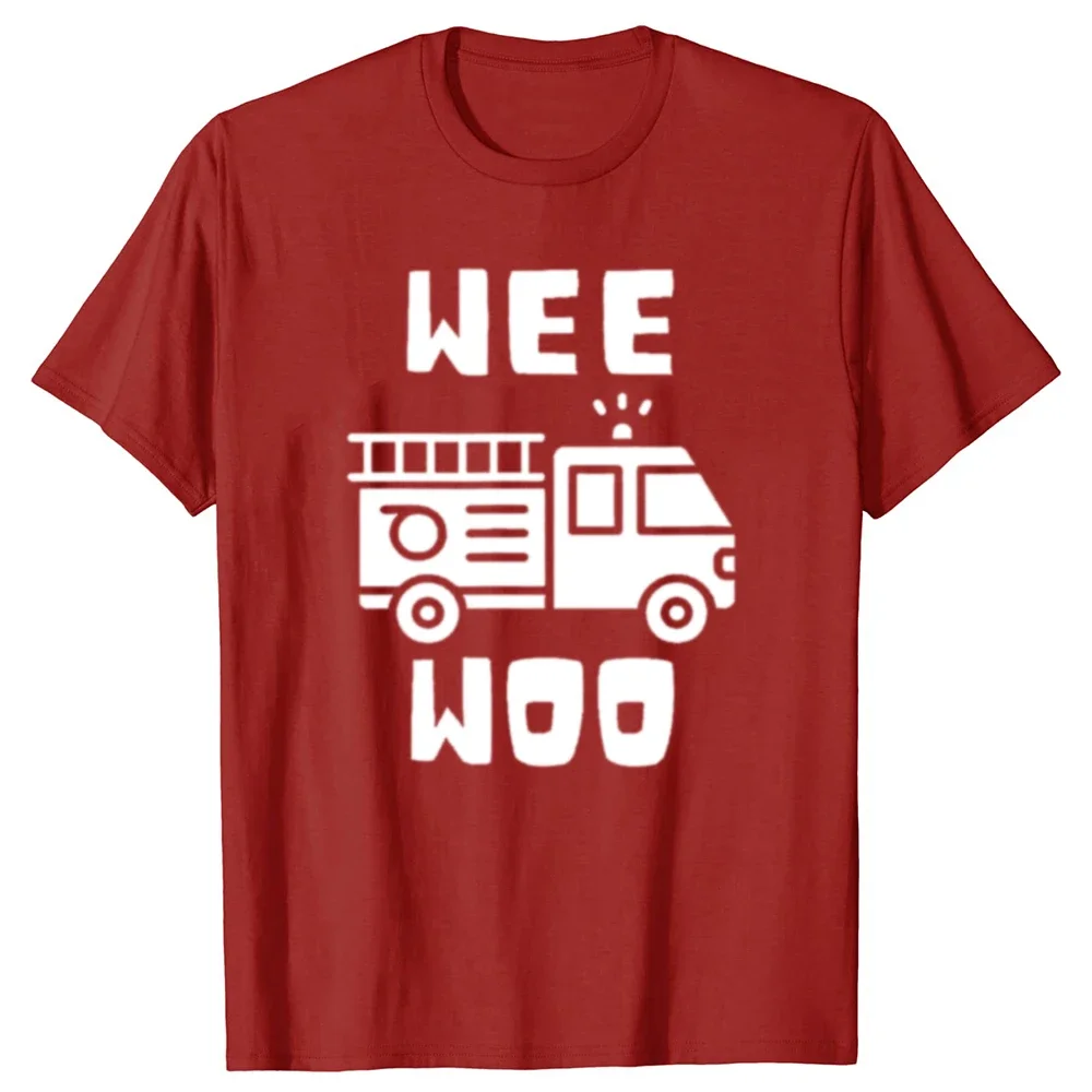 2025 new model Funny Wee WooTruck fighter Emergency Response T-shirts Men Fashion Casual Tshirt 100% Cotton Loose T Shirt