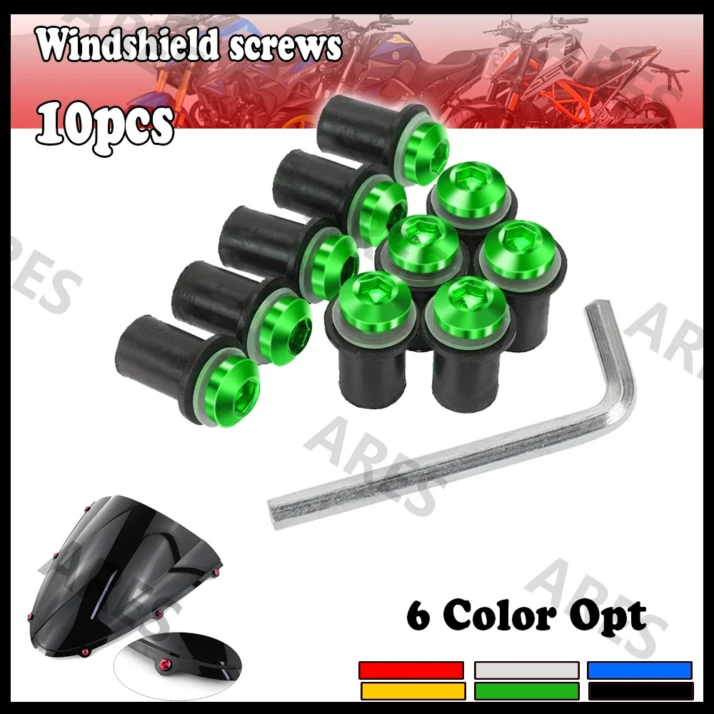 10PCS 5mm Windscreen Windshield Bolt Screw Kit For Yamaha YZF R1 R6 R3 R25 XJ6 FJR1300 XT600 TDM 850 900 Tmax Nmax Xmax 125 155