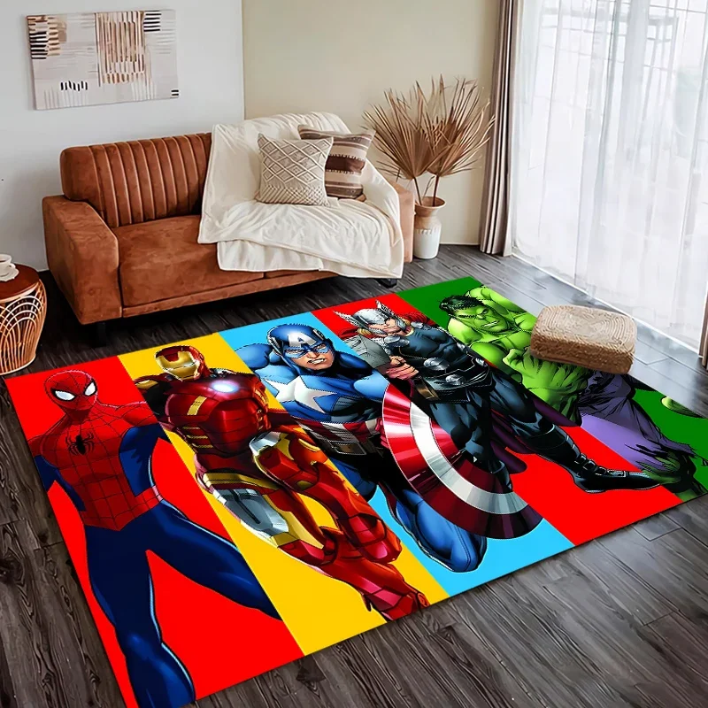 Avengers Superhero Fashion Area Rug Carpet for Living Room Home Decor Large Rug Bedroom Floor Rug Non-slip Easy Washable Mat