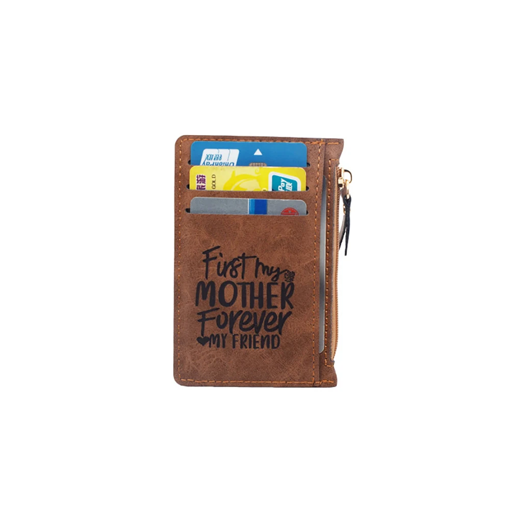 5pcs Card Holder Personalized Laser Engraving Blank PU Wallet Custom Photo Bifold Purse DIY Gift For Dad