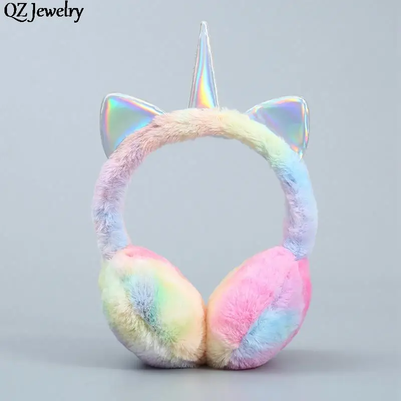 Cute Unicorn Earmuff Headphones Lovely Unicorn Ears Warmer Plush Earflap Winter Fluffy Ear Cover for Women Kids Headband Gifts