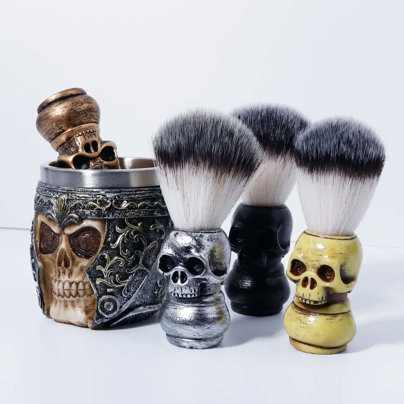 

Skeleton style men's shaving brush set, with exquisite bowl, suitable for men's wet and dense shaving,Special for real hair wigs