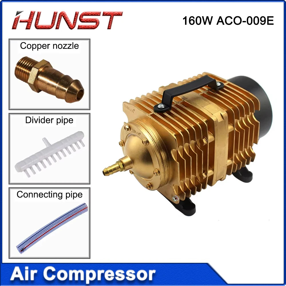 مضخة هواء بملف لولبي لضاغط الهواء بقوة 160 وات من Hunst ACO-009E، ملحقات آلة قطع النقش بالليزر CO2