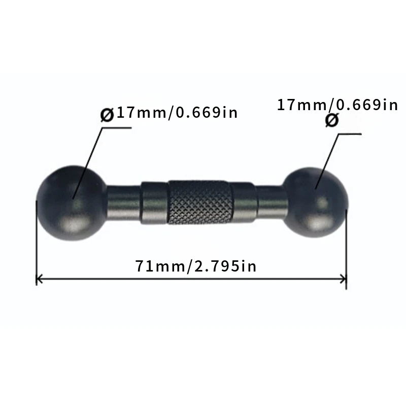 Benutzerfreundliche 17/20/25mm Aluminiumlegierung Doppelkugelkopf-Verbindungsstange - Tragbares Motorrad-Kamera-Halterungs-Transferzubehör – Detail 7