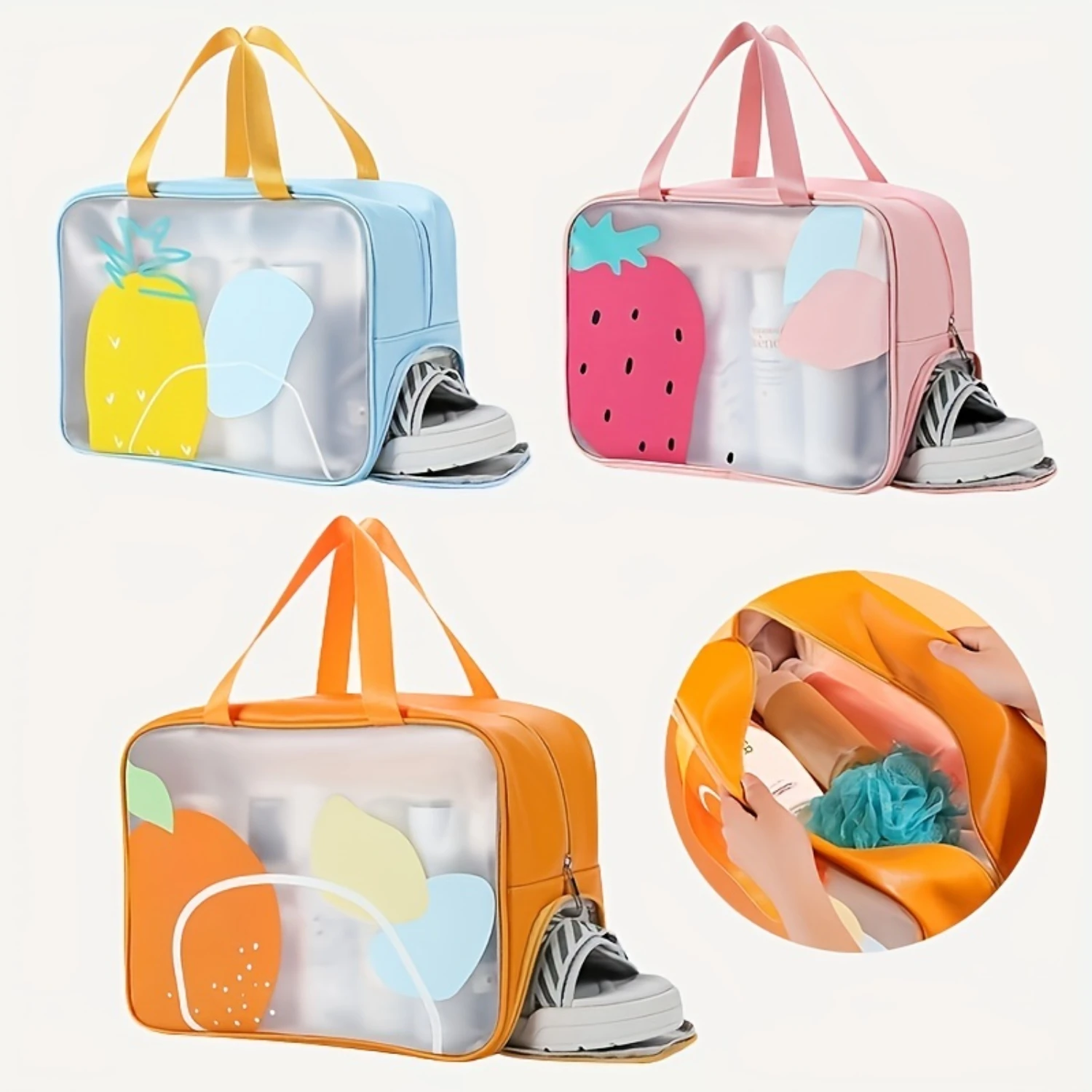 

Fruit Pattern Translucent Makeup Toiletry Bag, Lightweight Travel Bag