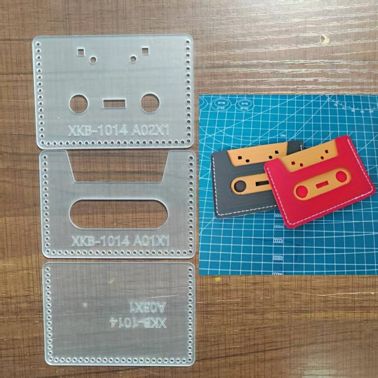 3pcs/set DIY Leather Crafting Template - Acrylic Card Holder Pattern for Handmade Access Control & Bus Pass Wallets
